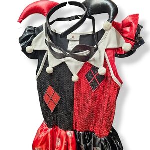 3/$25 DC Comics Harley Quinn Costume Dress with Mask & Headband Girl's Medium